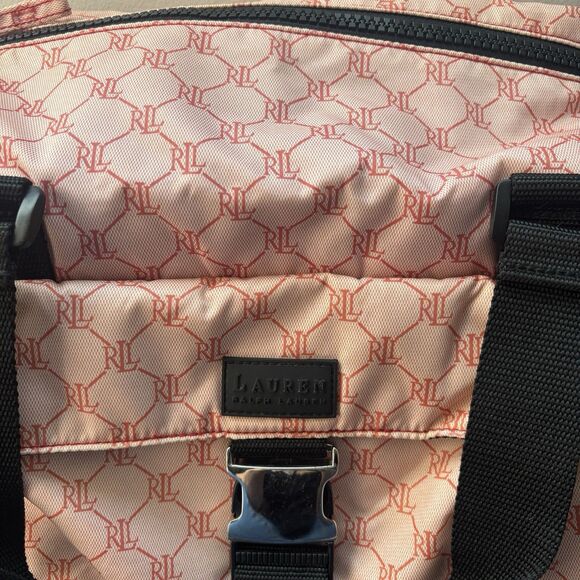 Pink Designer Ralph Lauren Weekender Overnight Signature Nylon Duffel Bag Logo - Picture 6 of 13